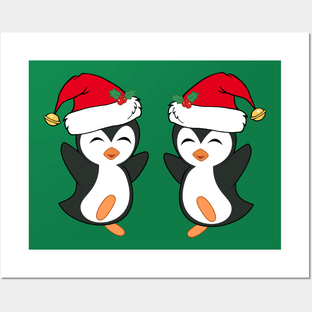 Cute Christmas Penguins Wall Art by epiclovedesigns